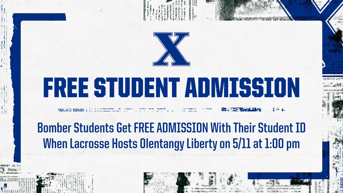 St. Xavier Students - come out and support Lacrosse in their final home game of the year, Saturday May 11th when they host Olentangy Liberty. Students get in FREE with their student ID! #GoBombers | #AMDG