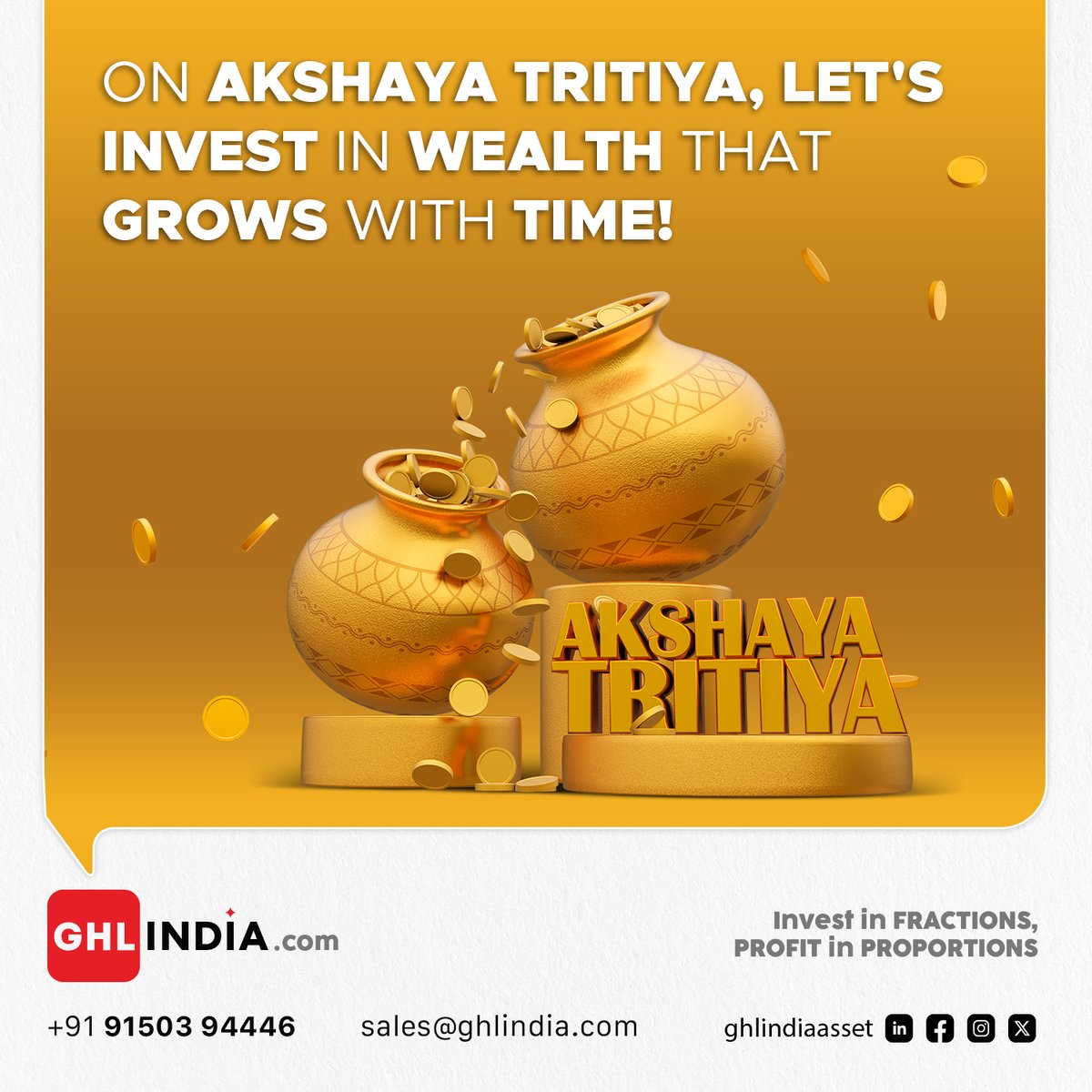 Happy Akshaya Tritiya ✨

#AkshayaTritiya #TrendingNow  #InvestSmart  #investor #Invest #IncomeOpportunity #incomestreams #passiveincome #passiveincomeideas #passiveincomeonline #PassiveIncomeJourney #wealthbuilding #wealthcreation #wealthmanagement #wealth