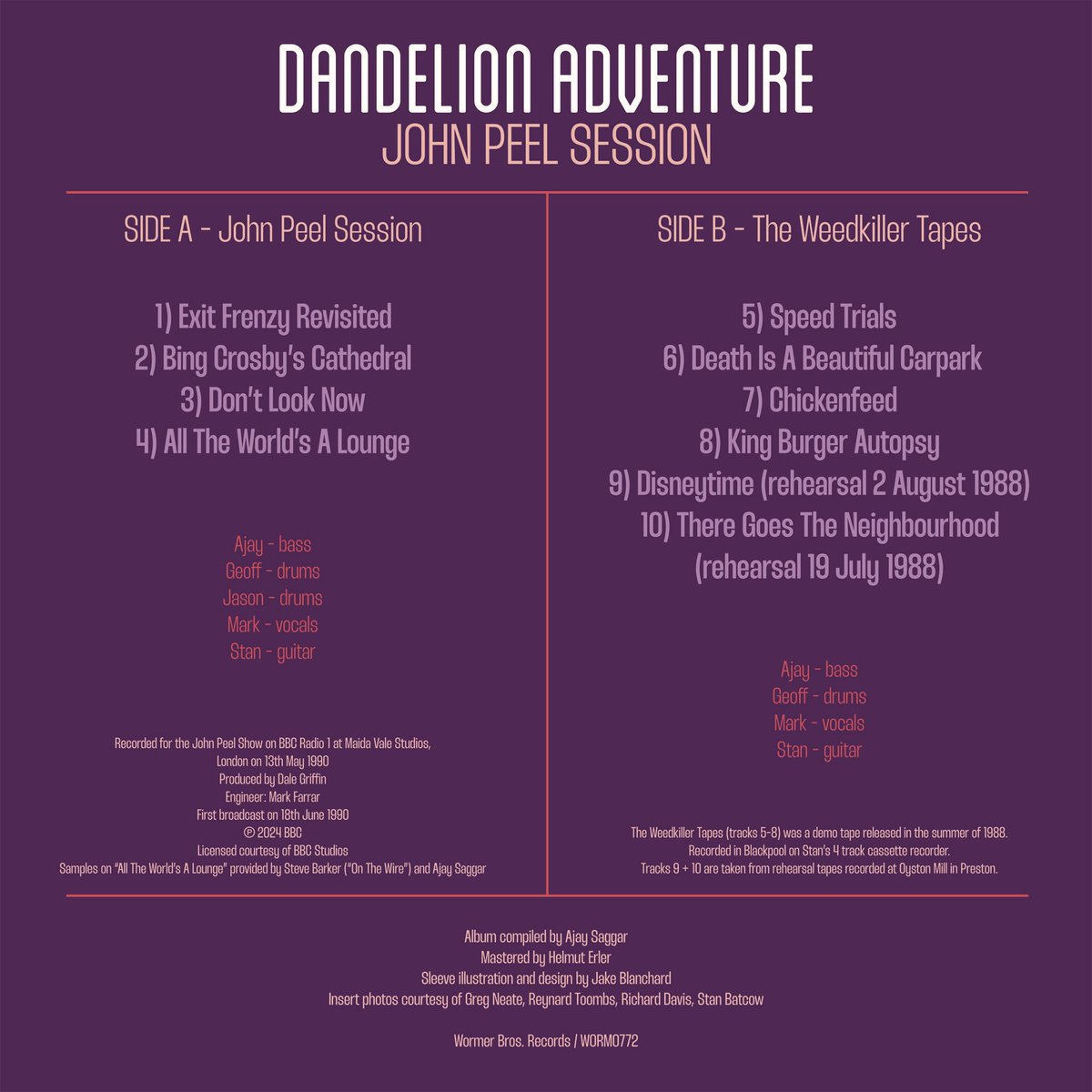 DANDELION ADVENTURE - John Peel Session

LP available on 180g blue vinyl with insert full of photos, posters, gigography and more

Only 200 copies available worldwide!

Available online now - 

actionrecords.co.uk/buy/john-peel-…