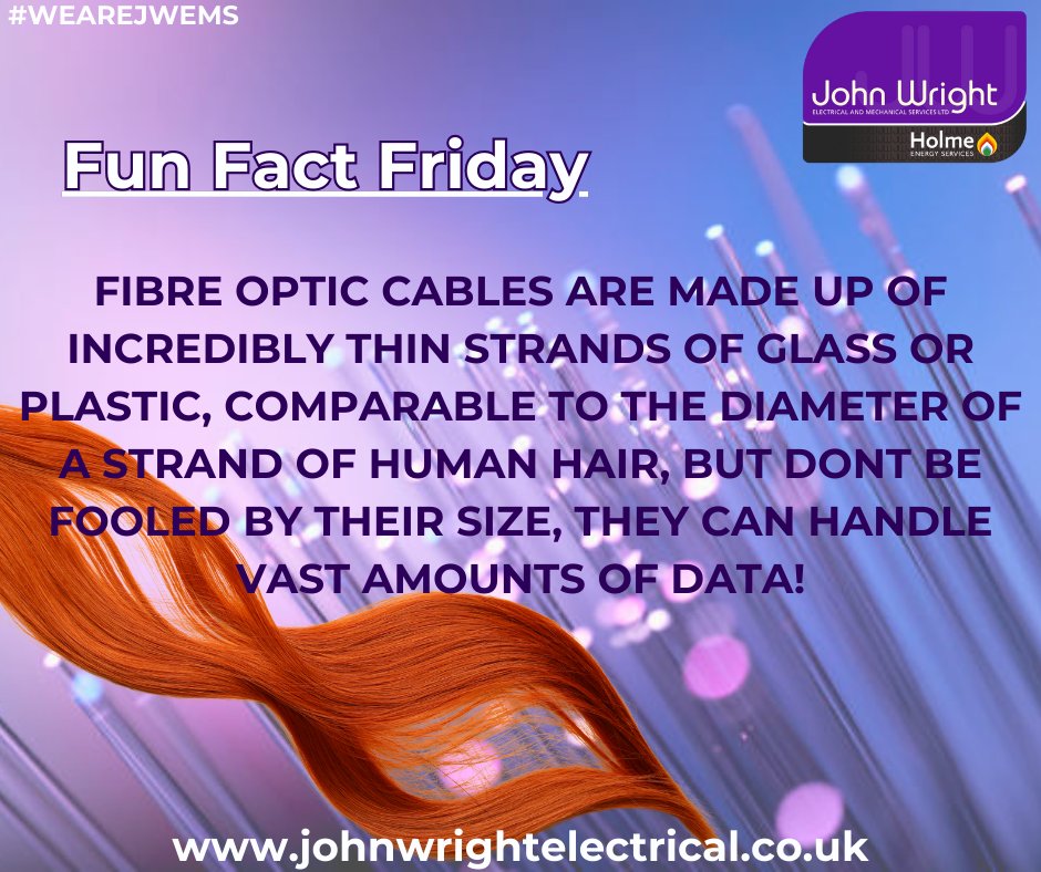 Fibre optic cables are not like conventional cables made of copper. Instead they consist of incredibly thin strands of flexible glass or plastic each comparable to the diameter of a human hair.#FunFact #Friday #Fibreopticcables #Fibre #WEAREJWEMS