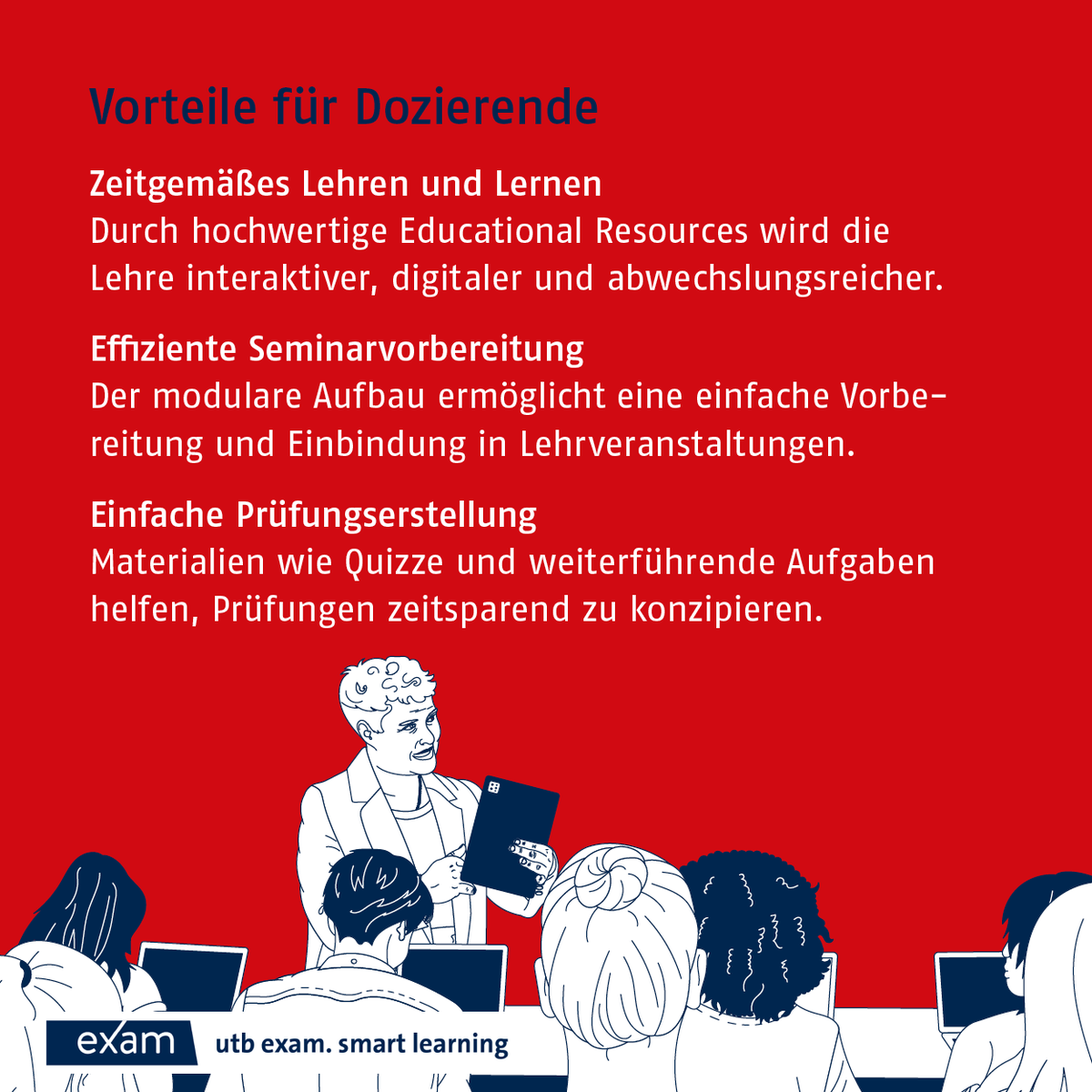 transcriptweb's tweet photo. utb exam. smart learning: So geht Lernen heute!
Die Titel der neuen Reihe utb exam bereiten effizient und zielorientiert auf Prüfungen im Studium vor. Jede Lerneinheit erläutert kompakt und verständlich das Wichtigste.
Mehr Infos hier: https://t.co/TJ9PKoBeb7 (@utb_stuttgart) https://t.co/Gqq7GtMShn