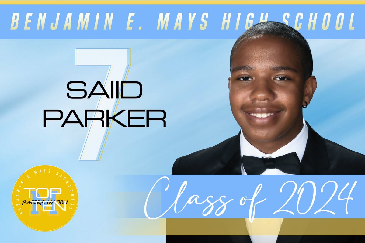 On this fantastic Friday, we are giving a huge SHOUT OUT to Saiid Parker, our fantastic number 7️⃣. His scholastic excellence is worthy of this celebration. 🩵💛👨🏾‍🎓 @BEMaysPRIDE @apsupdate @ShellyGoodrum @MsReedtheAP