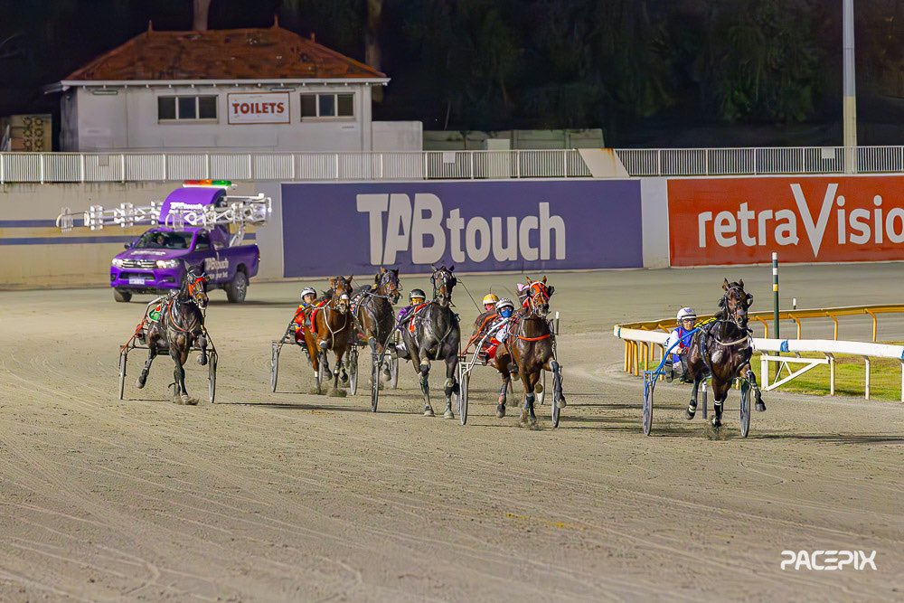 The trotters couldn’t pass Our Maestoso and Chris Lewis who brings ups a driving double… #GloucesterPark | 📸: @Pacepix_Au