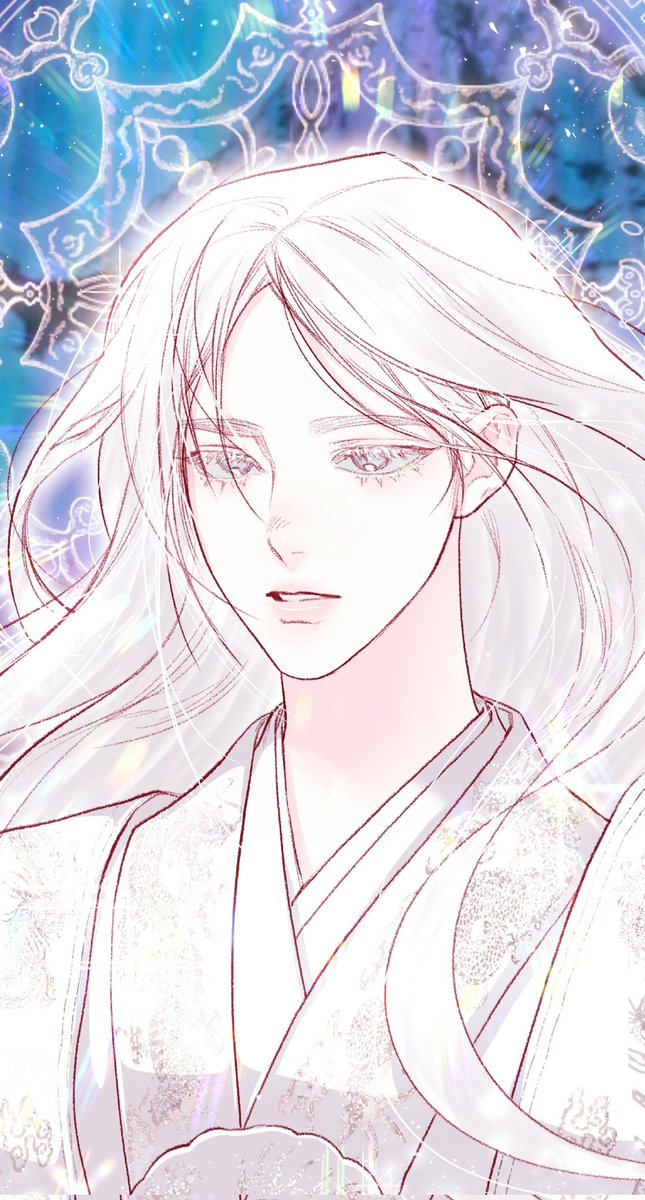1girl solo long hair upper body white hair parted lips japanese clothes  illustration images