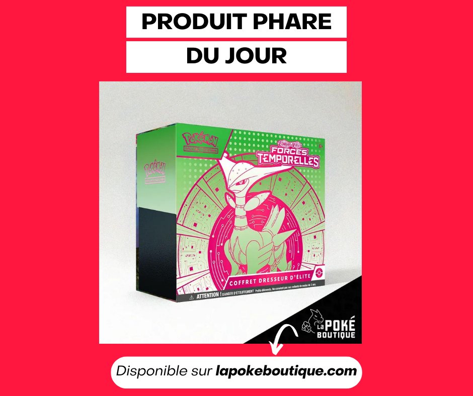 ⭐ PRODUIT PHARE DU JOUR ⭐

🃏 Le Coffret Dresseur d'Élite Vert-De-Fer de la série Forces Temporelles du bloc Écarlate et Violet est disponible sur la boutique.

➡️ lapokeboutique.com/product-page/c…

#cartespokémon #JCCPokémon #ForcesTemporelles