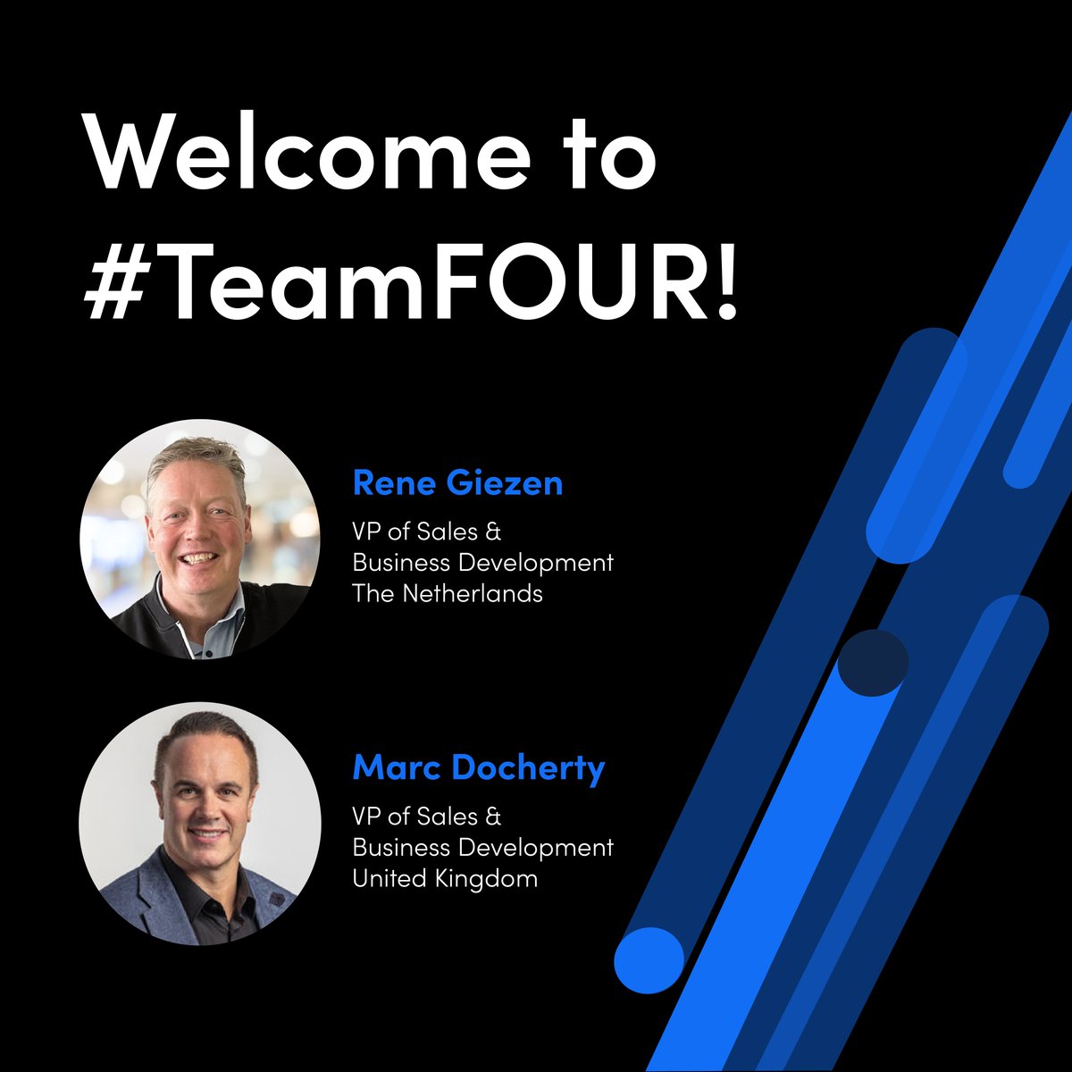 Shift4 is expanding its European Commercial team with two new hires as we grow our global presence. 🌍 We're thrilled to welcome Marc Docherty, VP of Sales in the UK, and Rene Giezen, VP of Sales in the Netherlands – both of whom bring decades of experience to #TeamFOUR!