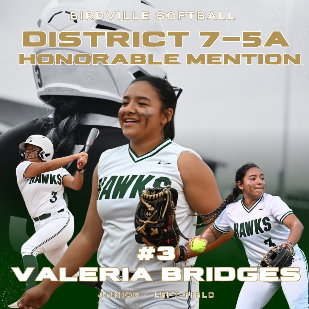 BHSHawkSoftball's tweet photo. District 7-5A Honorable Mention

Honorable Mention: Sr. @sydneymt2 
Honorable Mention: Jr. @vvv4leria 

Congratulation Girls!! https://t.co/mfEdVas69m