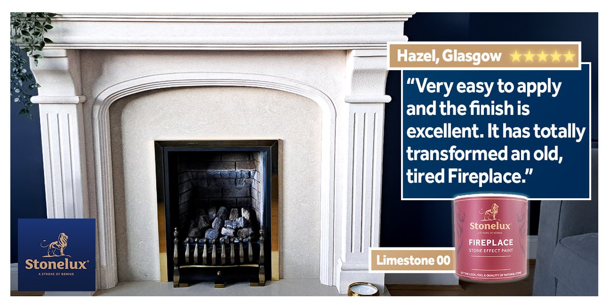 Hazel painted new life onto her fireplace with Stonelux Fireplace Paint. Another satisfied customer! 🫡⭐️⭐️⭐️⭐️⭐️ 
#Stoneluxpaints #fireplace #homerennovation #5star