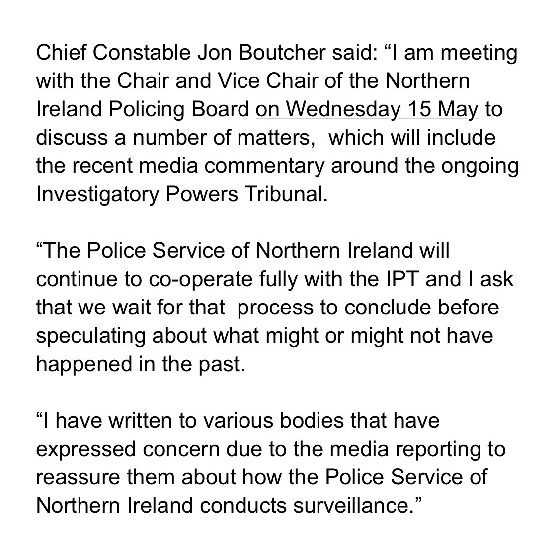 Statement from @ChiefConPSNI re surveillance of journalists