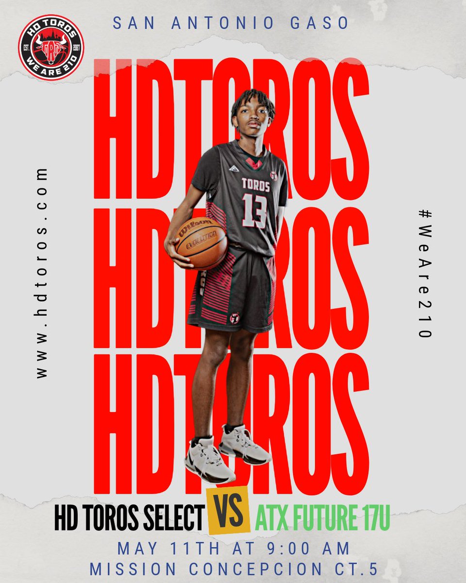 HD Toros Select take the floor on Saturday morning at the San Antonio @TexasHoopsGASO 🤘🏼 #WeAre210