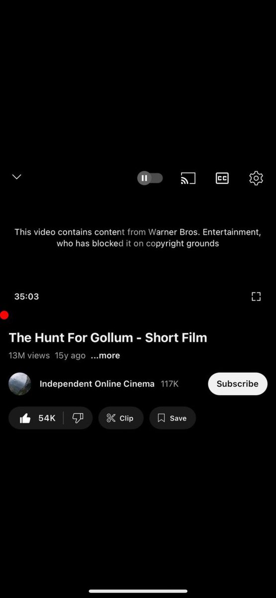 Warner Bros copyright striked a LOTR fan film called ‘The Hunt for Gollum’ less than a day after announcing their own film with the same title

The fan film was uploaded 15 years ago and had over 13M views