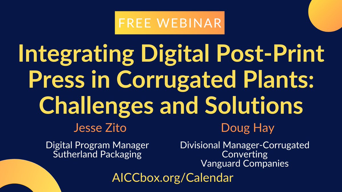 Ready to learn from those who have gone through it?

Integrating Digital Post-Print Press in Corrugated Plants: Challenges and Solutions
Tuesday, June 18, at 12:00pm ET

Created with the support of AICC Education Investor HP.

aiccbox.org/events/EventDe…