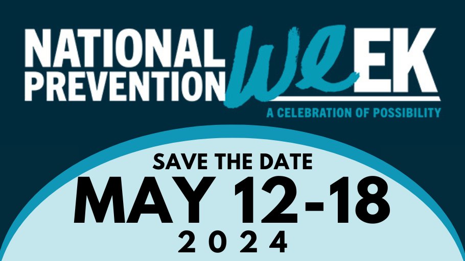📢 Don't miss out on #NationalPreventionWeek24! Mark your calendars for May 12-18 and join @samhsagov for a week of virtual events, on-demand videos, and activities focused on prevention. Stay tuned for more details! #NPW2024 Learn more: samhsa.gov/prevention-week