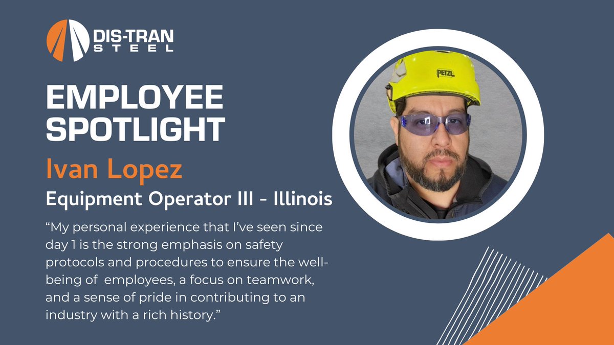 DISTRANSteel's tweet photo. 🌟 Meet our May spotlight, Ivan Lopez! 🌟
Ivan goes above and beyond with his attention to detail and accuracy at every level of his daily work. Thanks, Ivan, for your dedication to quality and safety and the positive impact you have on those around you! https://t.co/EKS5KiYkDp