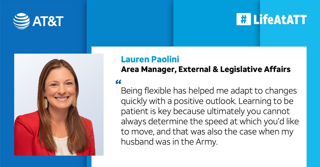 Life as a military spouse calls for adaptability. Changing assignments and relocations are the norm. Area Manager, Lauren Paolini told us how adaptability is also the key to being successful in business.

#LifeAtATT