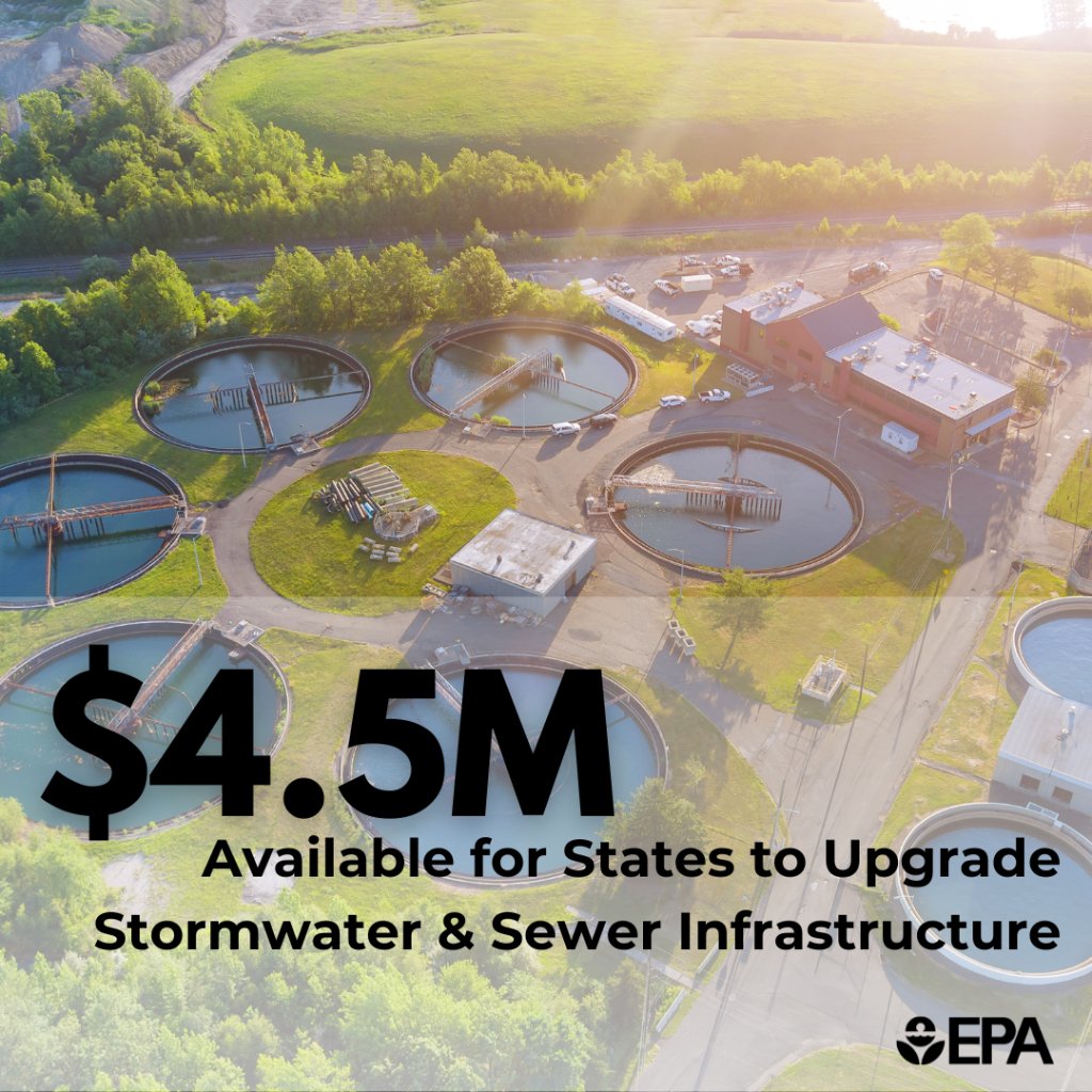 EPA is providing $4.5 million in grants for States in the Mid-Atlantic region to upgrade stormwater & sewer infrastructure. These grants will help communities safely manage stormwater while protecting public health. Learn more: epa.gov/newsreleases/b…