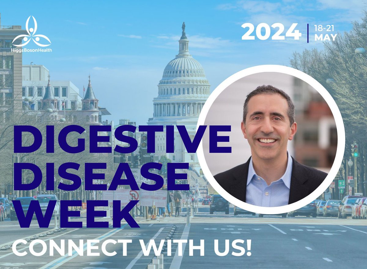 HiggsBosonHlth's tweet photo. Higgs Boson Health is excited to attend this year's Digestive Disease Week 2024 in Washington D.C.! If you're attending, let's connect &amp; explore opportunities for collaboration &amp; advancements in GI healthcare. Reach out to our team to schedule a meeting! #DDW2024 #IndustryMeetUp https://t.co/eAbz4a4CiJ
