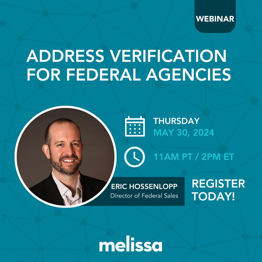 FedRAMP® is crucial for federal agencies seeking secure cloud solutions. Join our May 30th 11AM PT/2PM ET webinar w/Director of Fed Sales Eric, to learn why we're FedRAMP-authorized, how we help with data migration, and common use cases for our services: i.melissa.com/3Qt5bc0