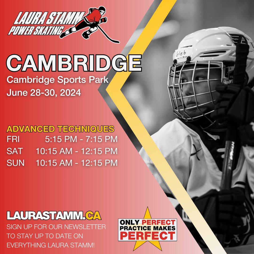 Unleash your potential and dominate the ice with new techniques at @CamSportsPark on June 28-30. 🏒

Register Here bit.ly/LSPSclinicsCA?…

#LauraStrammPowerSkating #SkatingClinic #SkatingTechnique #SkatingDevelopment #PowerSkating #HockeySkating #HockeyPlayers