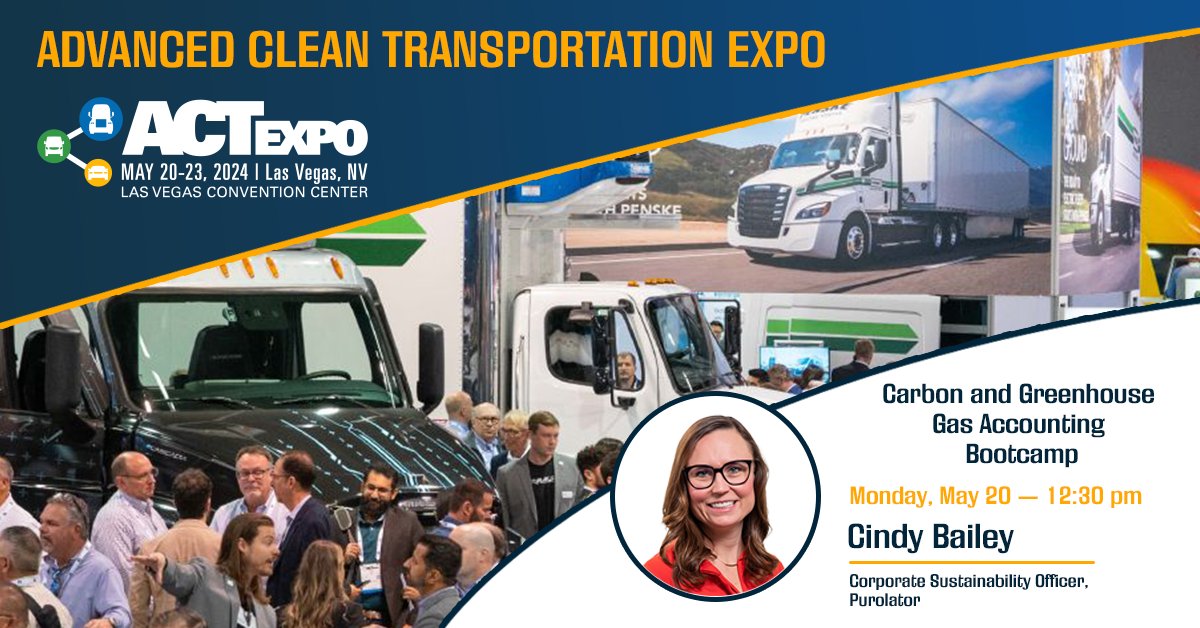 Our Corporate Sustainability Officer is joining @ACTExpo for a Carbon and Greenhouse Gas Accounting Bootcamp on Monday, May 20 from 12:30 to 1:45 p.m. Learn more at: actexpo.com #ACTExpo #CleanTransportation #ElectricVehicles #CorporateSustainability