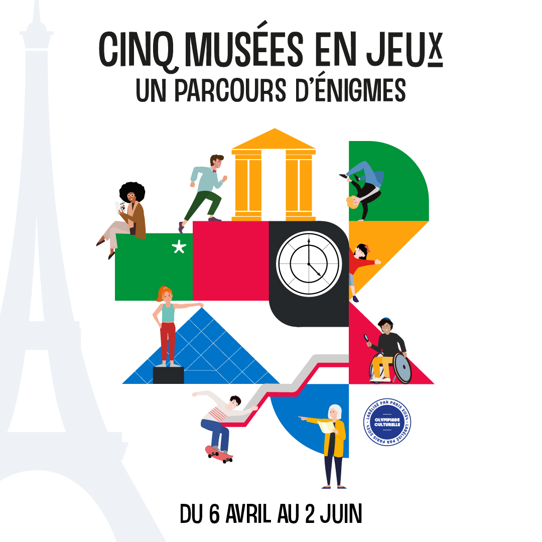 Cinq musées en jeux : à vos marques... préparez-vous ! Du 6 avril au 2 juin, jouez avec le @CentrePompidou, le @MuseeLouvre, le musée d'Orsay, le @MuseeOrangerie, le @QuaiBranly et remportez des cadeaux olympiques et muséaux 🎁 Jeu gratuit, dès 7 ans 👉️bit.ly/5MuseesEnJeux