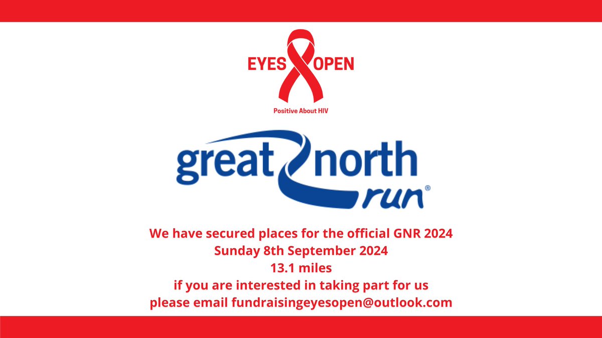 Thank you to those that have joined Team Eyes Open! We still have a couple of places so why not sign up and run the Great North Run for us? For more details please email fundraisingeyesopen@outlook.com #GNR2024 🏃 🏃 🏃