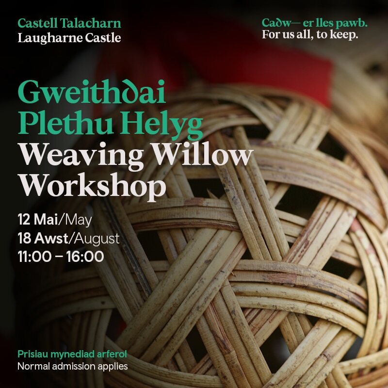 📣Laugharne Castle Join local artist Sara Holden to create and decorate your own willow weaving design to take home. Fun and educational. Ideal for all ages and abilities. You do not need to book tickets for this event. 🔗ow.ly/QczL50RoYYy