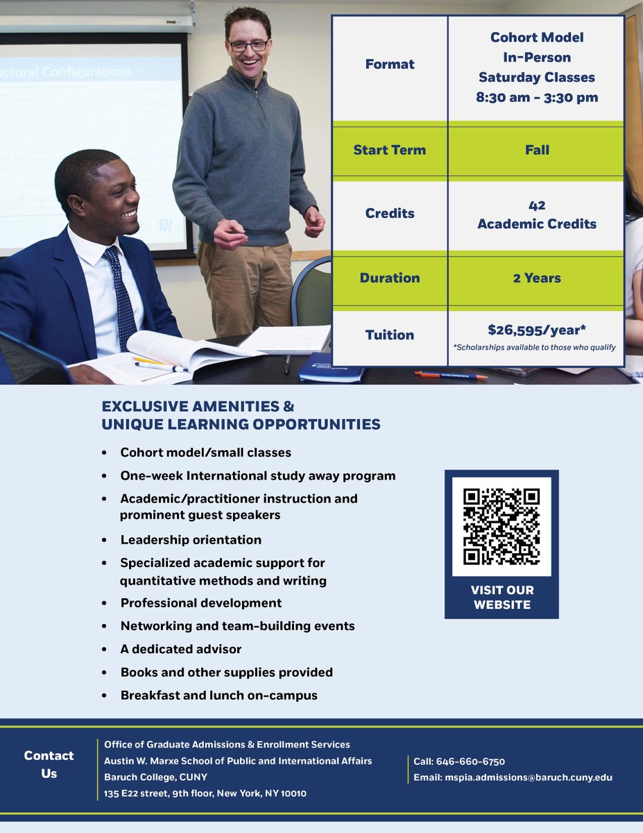 If you aspire to take your next step up as a manager - look into #MarxeSchool's Executive MPA graduate program! We have a great track record and an outstanding program. More details: ow.ly/vA1350RB0bP #GraduatePrograms #PublicAdministration #CUNY #NYC