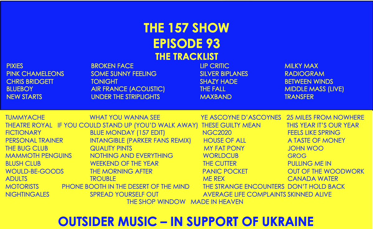 Here's Episode 93 of The 157 Show! mixcloud.com/Darren157/the-… @prsnl_trnr @bellaunion @spinoutnuggets @BcfnOfficial @fiftywatts @Theatre_Royal_ @TheseGuiltyMen @stfes @brucie286 @shorediverecord @Ngc2020 @thebugclubband @subpop @TheLighthouse50 @MammothPenguins @emma_kupa