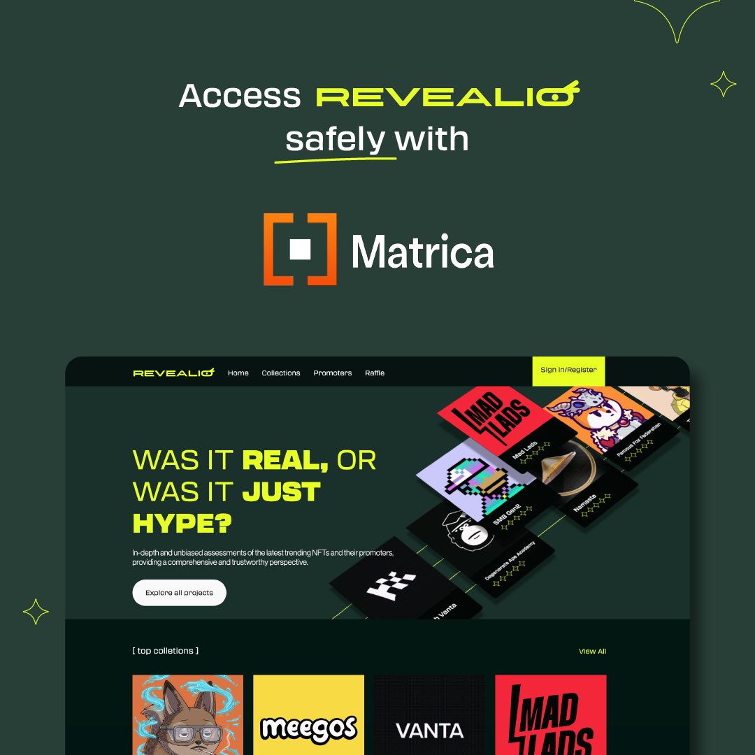 Partnership Announcement 📢 Our platform prioritizes user experience and security above all else. That's why we've chosen @MatricaLabs as our premier partner for secure login access. With Matrica, there’s no need to connect a wallet—just sign in and start leaving reviews!