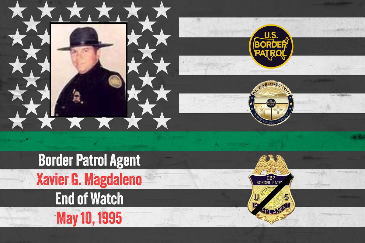 Today we pay tribute to Border Patrol Agent Xavier G. Magdaleno, from the El Paso Station, who succumbed to his injuries due to a train accident. His sacrifice will always be remembered with gratitude and respect.  Gone, but never forgotten… #honorfirst