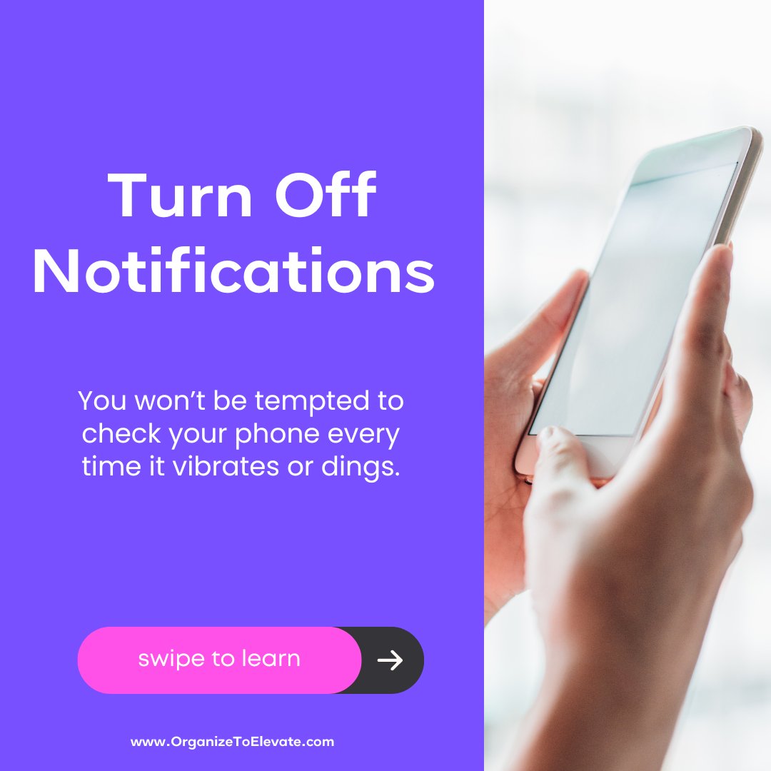 Don't let notifications shift your #focus and waste your time.

#energyboost #savetime #productiveday #beproductive #stayproductive #productivelife #mindsetshift #successfulmindset