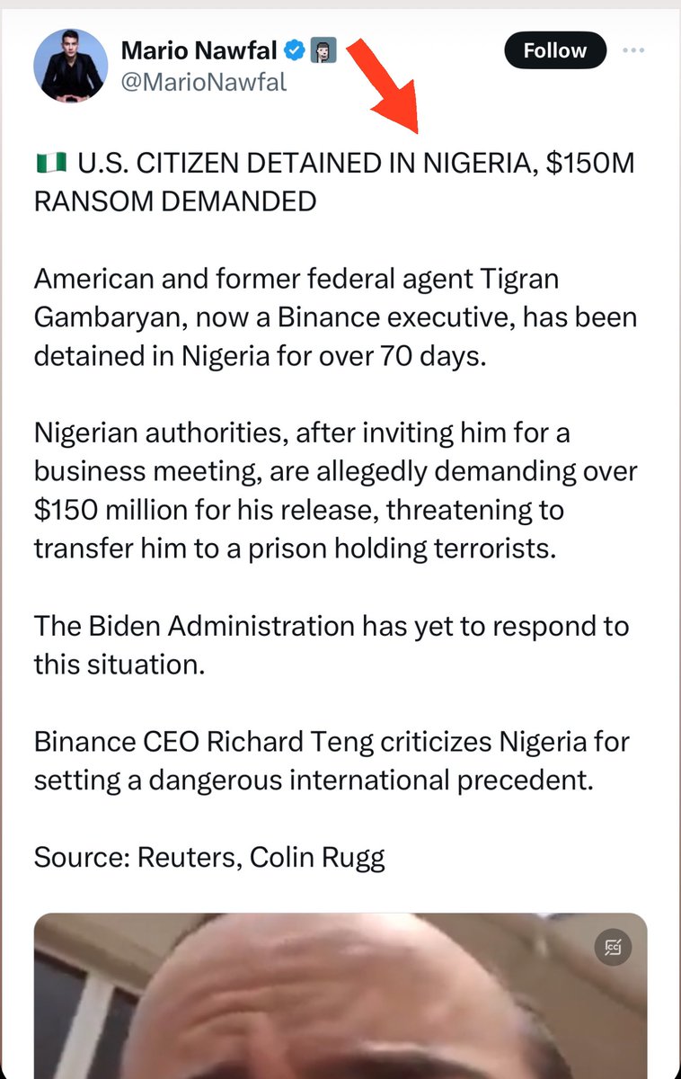 Dear @MarioNawfal, Thank you for your version of events. However, this is Fake News. This individual, Tigran Gambrayan, along with another fellow, Nadeem Anjarwalla, were fingered for alleged money laundering to the tune of billions of dollars. No country on Earth will accept…