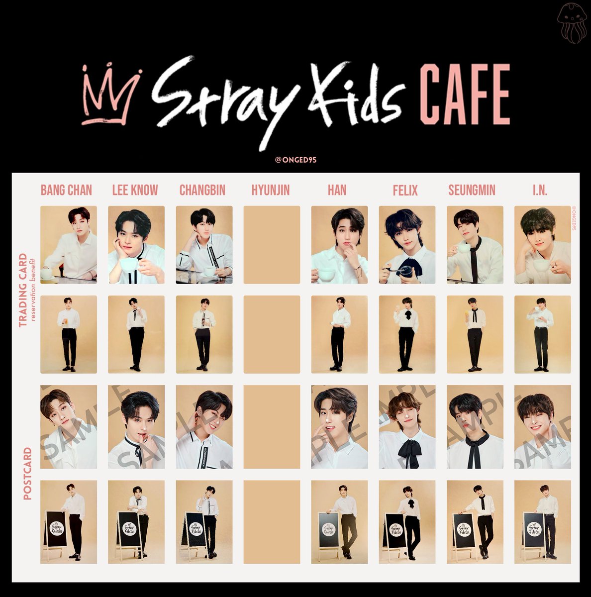 Stray Kids Cafe Japan photocard & postcard list 스트레이키즈 포카