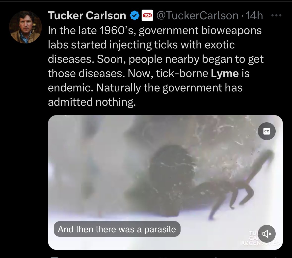 Tucker Carlson wasn’t satisfied with all the bullshit he spread about COVID, now he’s lying about the proliferation of Lyme disease. The bacterium has existed in North America for 60,000 years. Real scientists tie the epidemic to deforestation & the population explosion of deer.
