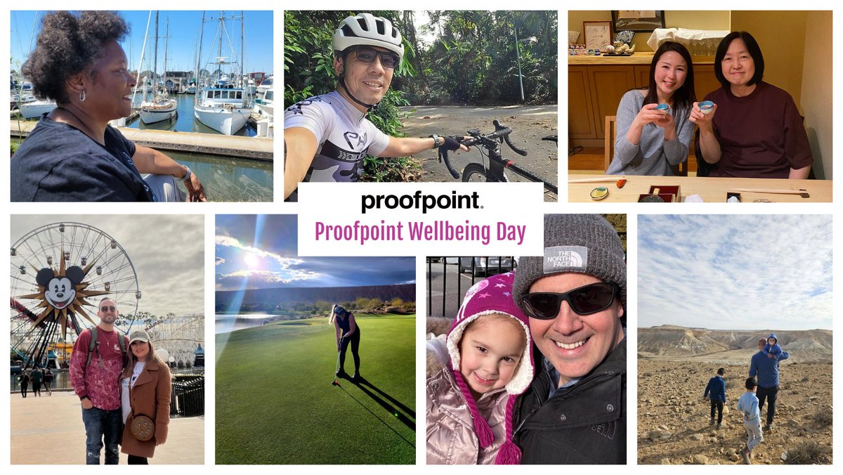 🌍 Celebrating Global Wellbeing Day at #Proofpoint 

We are proud to highlight how our colleagues worldwide prioritize self-care, especially during #MentalHealthAwarenessMonth

#LifeAtProofpoint #ProofpointCares #ProofpointWellbeingDay