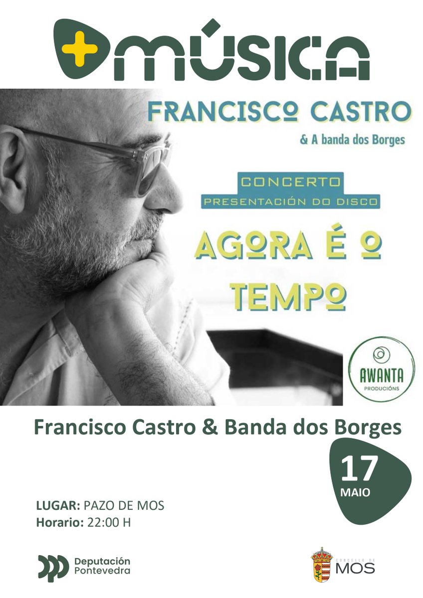 Mos celebra o #DíadasLetrasGalegas cun concerto de Francisco Castro e A banda dos Borges 🎶 A presentación do disco 'Agora é o tempo' enmárcase no programa +Música da @depo_es