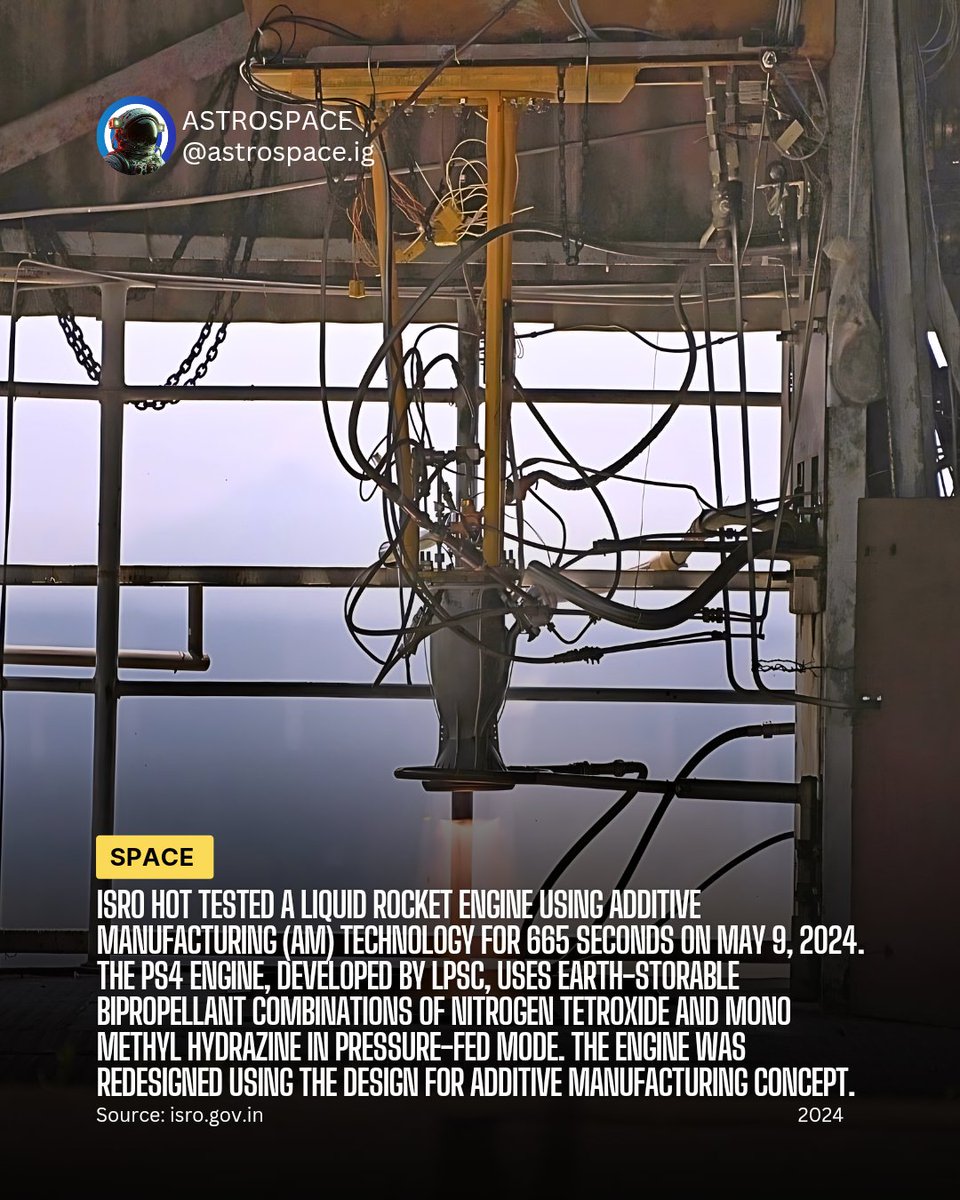 Arslanshaikh_'s tweet image. 🚀Another Achievement by ISRO 🇮🇳:

ISRO achieved a major milestone with the successful hot testing of liquid rocket engines manufactured through Additive Manufacturing (AM) technology for a duration of 665 s on May 9, 2024.

#ISRO #pslv #enginetest #update #liquidengine
