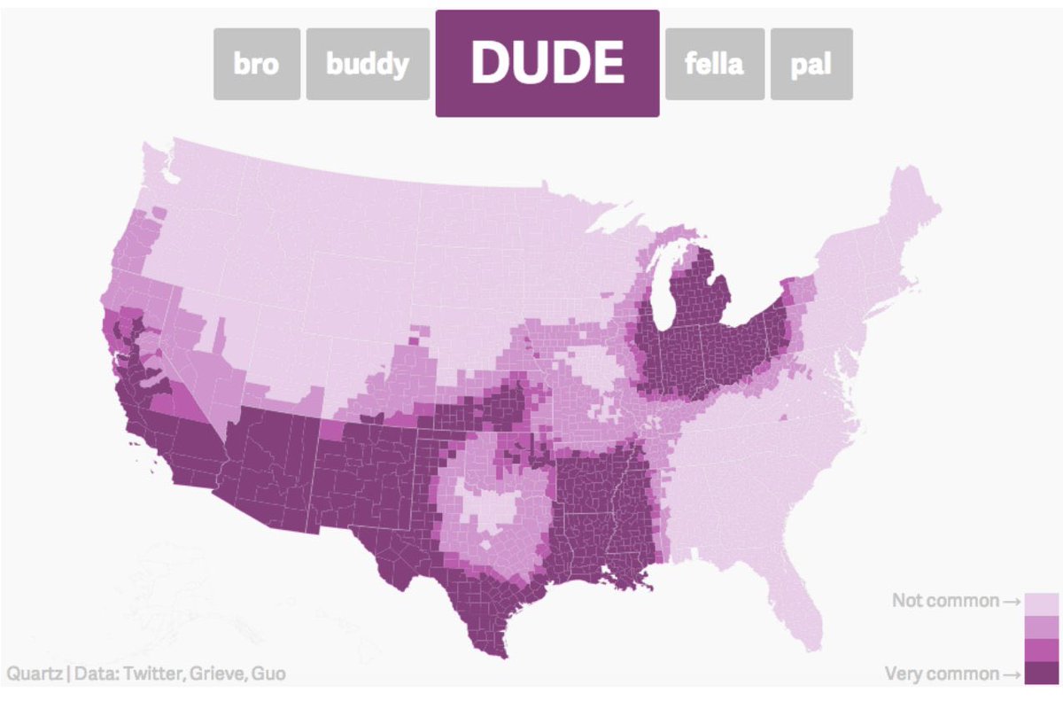 Calling guys 'dude' is inversely correlated with the presence of dude ranches