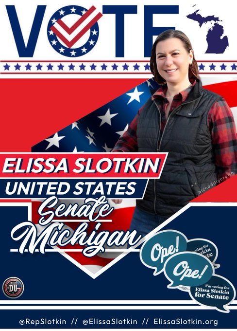 #Allied4Dems #DemsUnited #wtpBLUE #ProudBlue @ElissaSlotkin Michigan! You know you did the right thing when you elected Elissa Slotkin to the House. Now, you have the opportunity to send Elissa to the Senate. Elissa stands up for: 🔹Making things in America - she pushed…