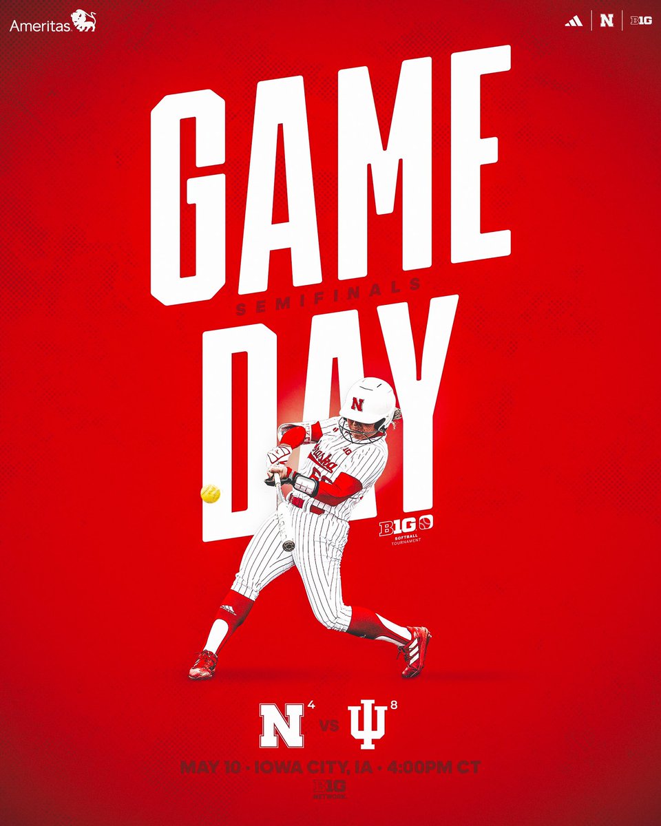 Nebraska Softball (@huskersoftball) on Twitter photo Huskers vs Hoosiers
🆚: Indiana
📍: Iowa City, IA
🕓: 4:00pm CT
📺 : <a href="/BigTenNetwork/">Big Ten Network</a>
📻: <a href="/HuskersRadio/">Huskers Radio Network</a> Huskers vs Hoosiers
🆚: Indiana
📍: Iowa City, IA
🕓: 4:00pm CT
📺 : <a href="/BigTenNetwork/">Big Ten Network</a>
📻: <a href="/HuskersRadio/">Huskers Radio Network</a>