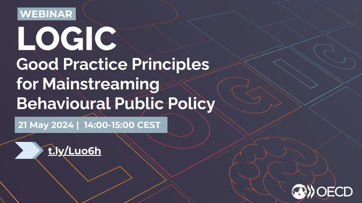OECD Observatory of Public Sector Innovation (@opsigov) on Twitter photo Join <a href="/OECD/">OECD ➡️ Better Policies for Better Lives</a>'s webinar on "LOGIC: Good Practice Principles for the Mainstreaming of Behavioral Public Policy" to learn about top practices & case studies in #BehavioralScience ⤵️
📅 21 May 2024
⏰14:00 CEST
📍 t.ly/8Kukd
#BehavioralScience #PublicPolicy Join <a href="/OECD/">OECD ➡️ Better Policies for Better Lives</a>'s webinar on "LOGIC: Good Practice Principles for the Mainstreaming of Behavioral Public Policy" to learn about top practices & case studies in #BehavioralScience ⤵️
📅 21 May 2024
⏰14:00 CEST
📍 t.ly/8Kukd
#BehavioralScience #PublicPolicy