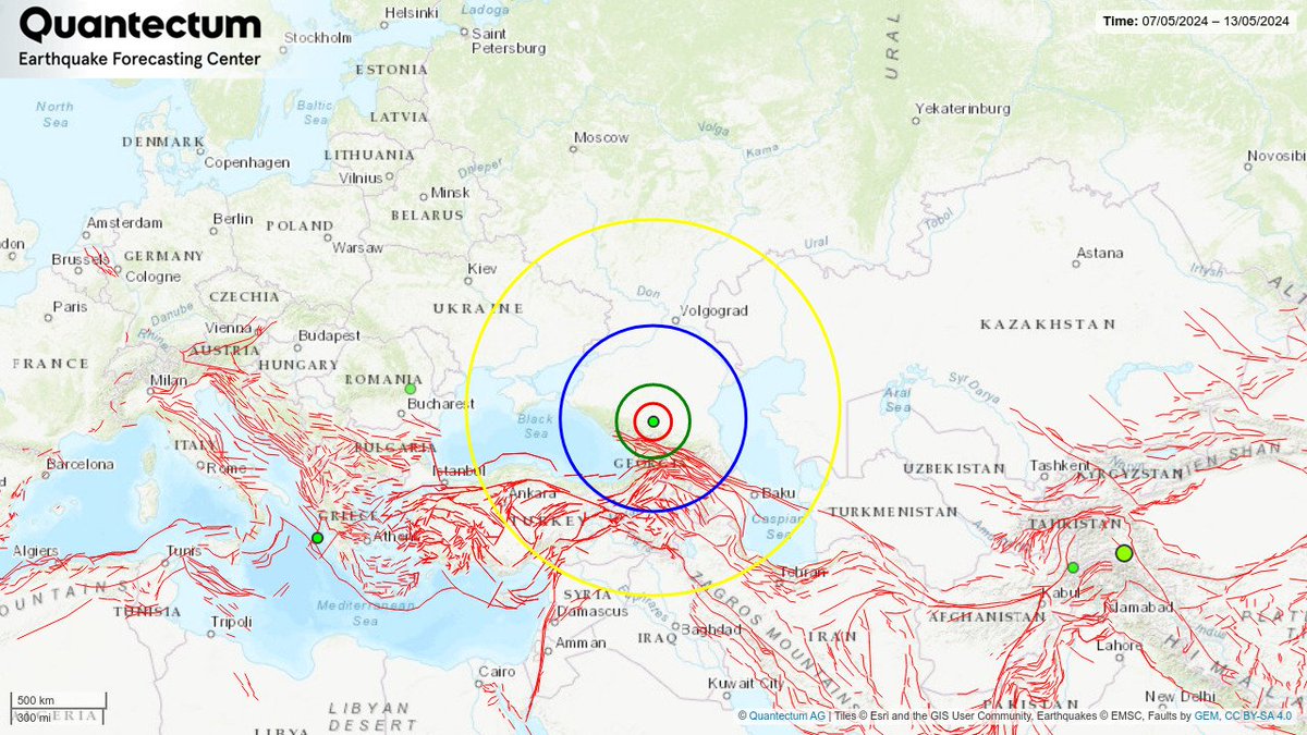 #Earthquake in #CAUCASUS REGION, #RUSSIA

Time: 2024-05-10 at 00:49:16 UTC 
2024-05-10 at 03:49:16 Moscow 
Location: 43.99° LAT, 42.98° LON 
Magnitude: mb4.0 
Depth: 5 km 
Provider: @EMSC