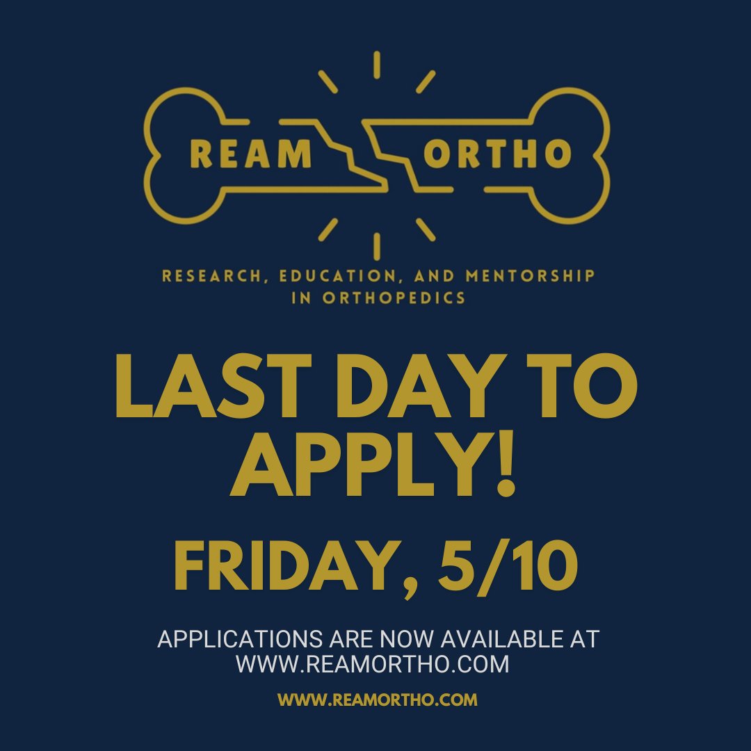 🚨APPLICATIONS CLOSE TODAY🚨

Apply here NOW: docs.google.com/forms/d/e/1FAI…

#orthotwitter #MedTwitter #ortho #reamortho #saoao #aoaodocs #aaos