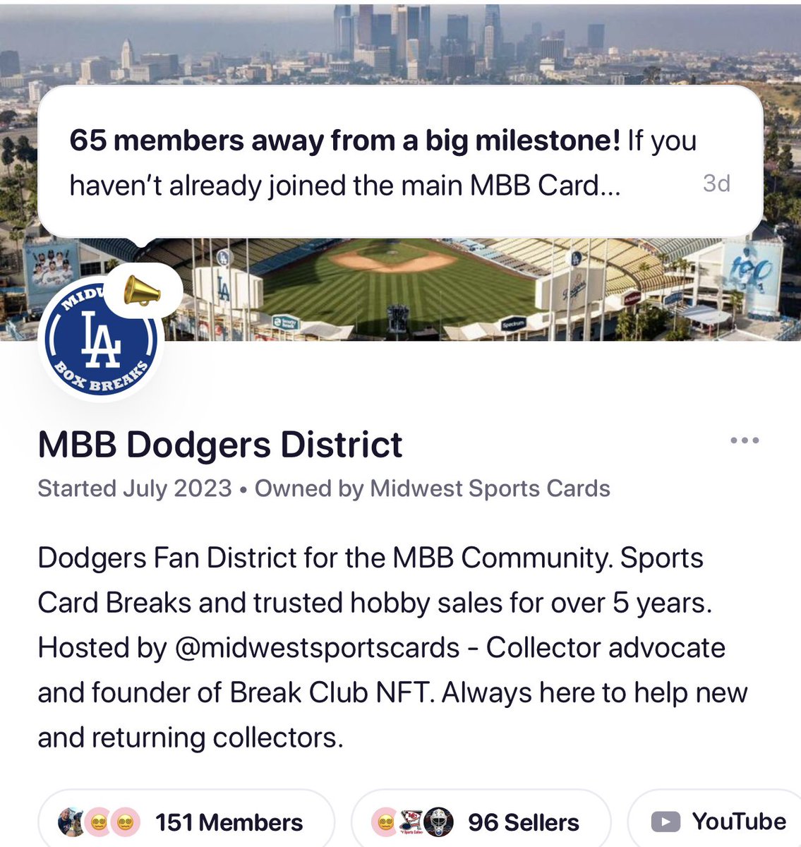 Have you joined the MBB Dodgers team District? 💰Buy/Sell ✋Auctions 📦Break Spots 🤝Chat w/ Fans 📰 Team Content Today we’ll feature this team room for a full day with some deals/promos! Join now, apply to sell, get your team items listed!👇 District.net/mbbDodgers