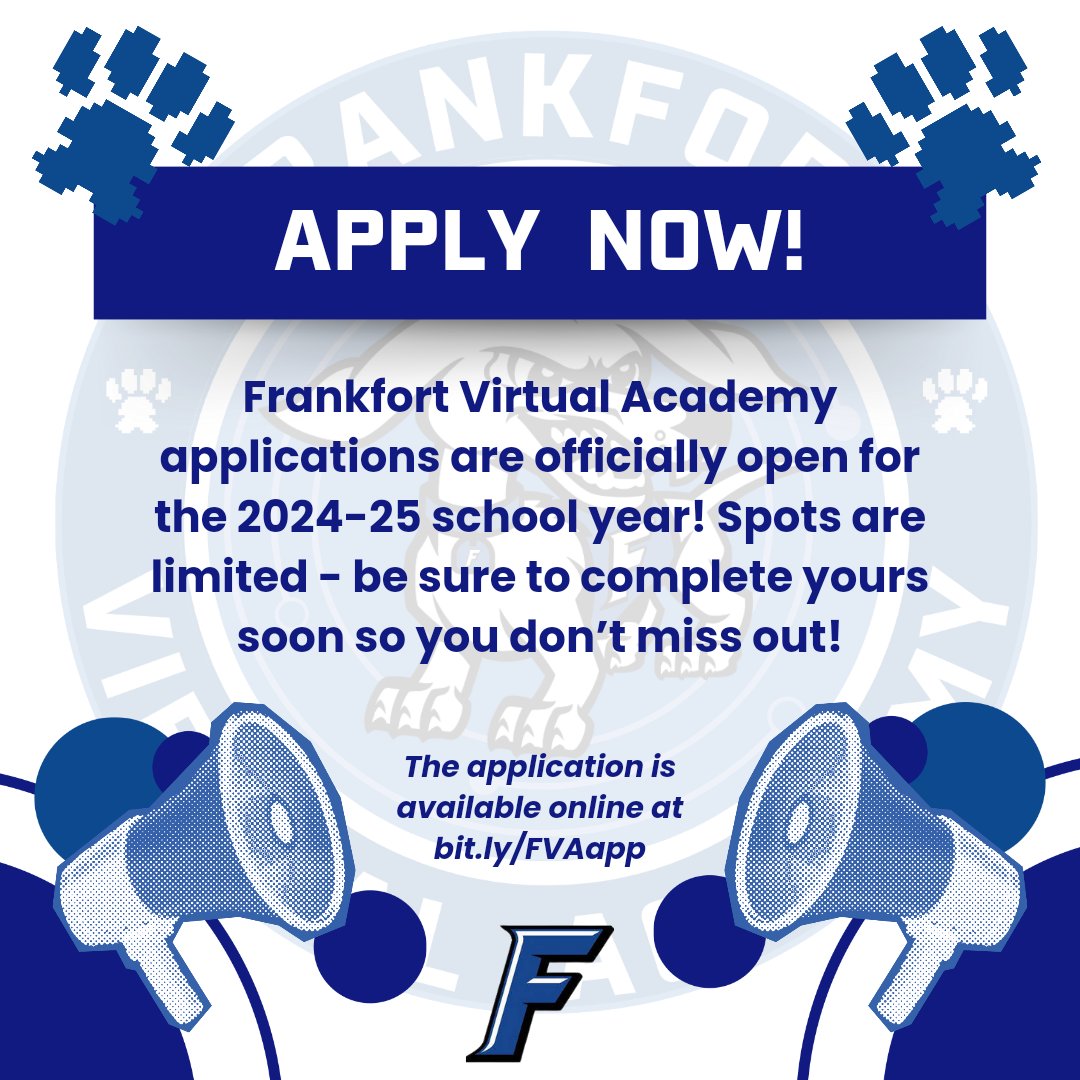 csfhotdogs's tweet photo. @FHSHotDogs Virtual Academy applications are now open for next school year! Spots are limited, so be sure to apply now if you are interested! 🐾💻 https://t.co/0nKGqnWcWQ https://t.co/WNg2gB0SlX