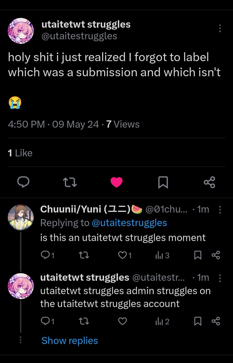 ( submission )

💮 I never thought of a day where Utaitetwt Struggles will appear on Utaitetwt Struggles.