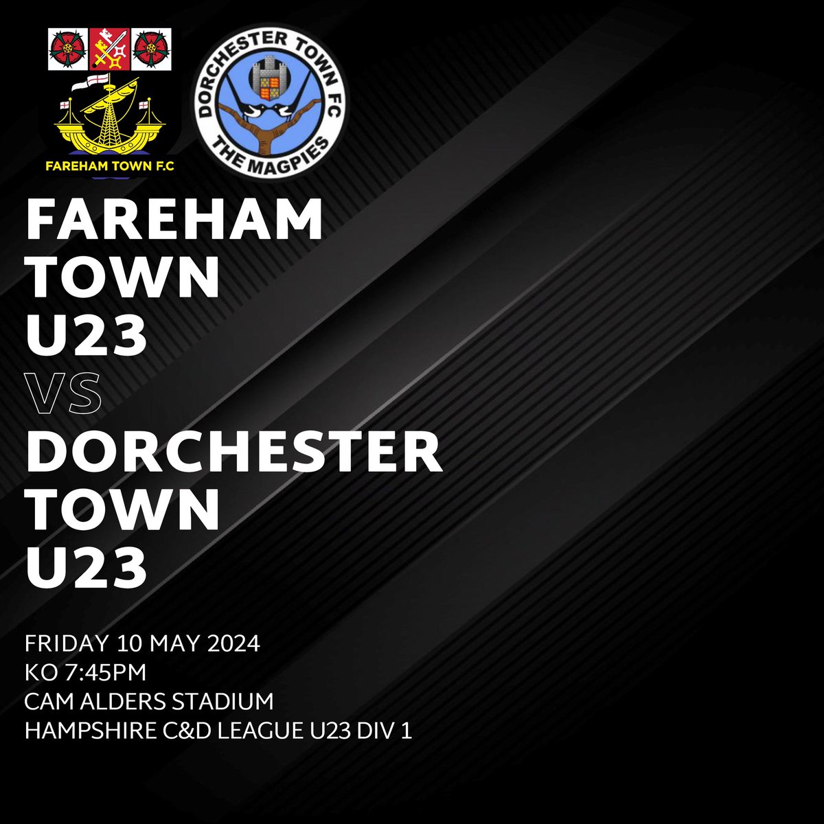 ⚽️ | 𝗠𝗔𝗧𝗖𝗛𝗗𝗔𝗬! The season isn’t complete yet for our top of the table U23s who travel to Fareham this evening 💪 🆚 @FarehamTownU23s 📅 Fri 10 May ⏰ 7:45pm 🏟️ Cam Alders Stadium #WeAreDorch ⚫️⚪️