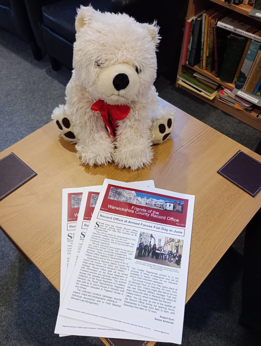 The latest edition of the Friends of Warwickshire County Record Office newsletter is now available at the Record Office. Read about the upcoming Armed Forces Day free community event in June, which we'll be part of! Why not pick up a copy when you visit? #ExploreYourArchive