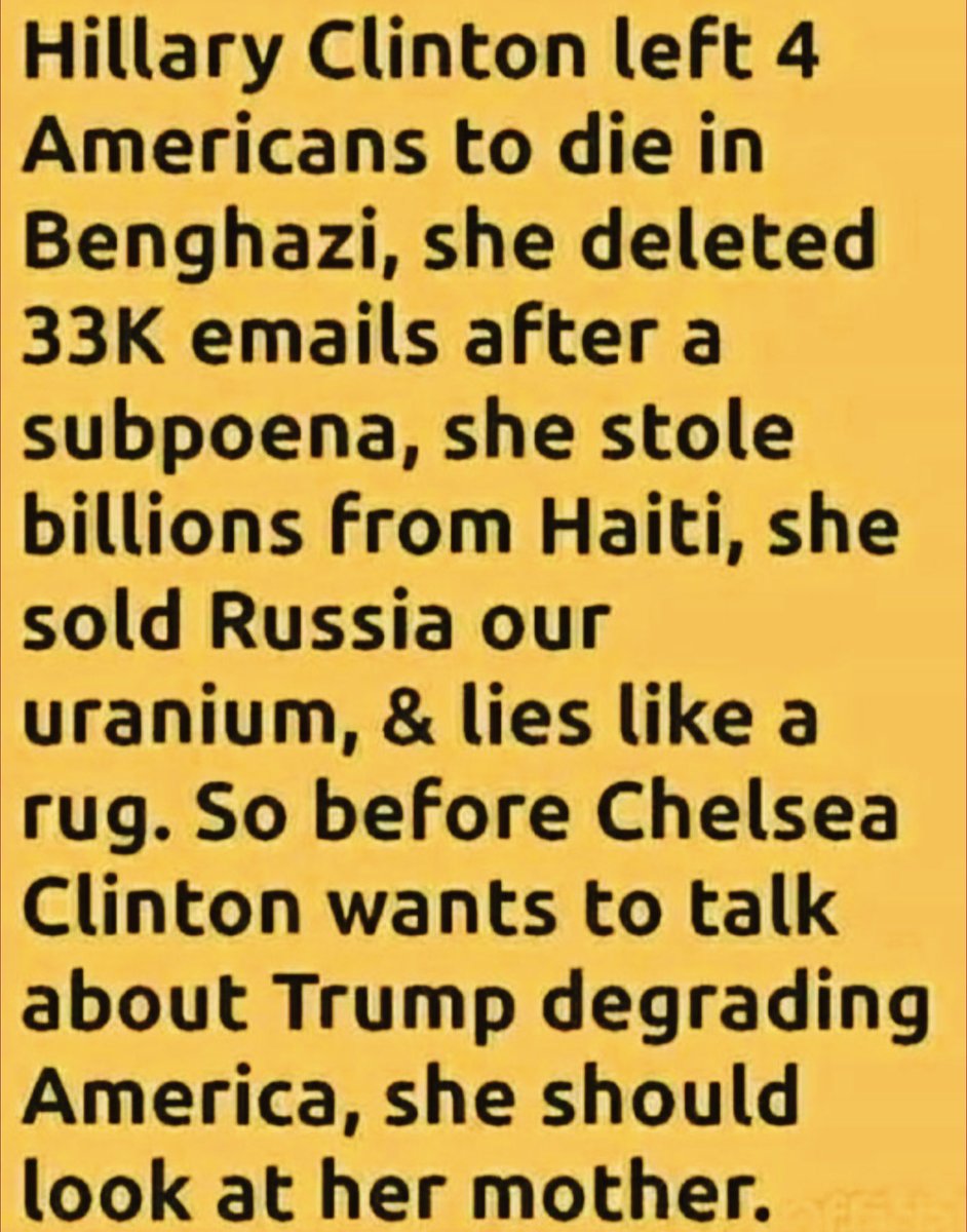 Hillary- we can never forget all this and she was also the mastermind of the fake Russian dossier against Trump. 

Who thinks she should be rotting in a prison cell? 🙋‍♂️